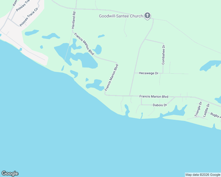 map of restaurants, bars, coffee shops, grocery stores, and more near in North Santee
