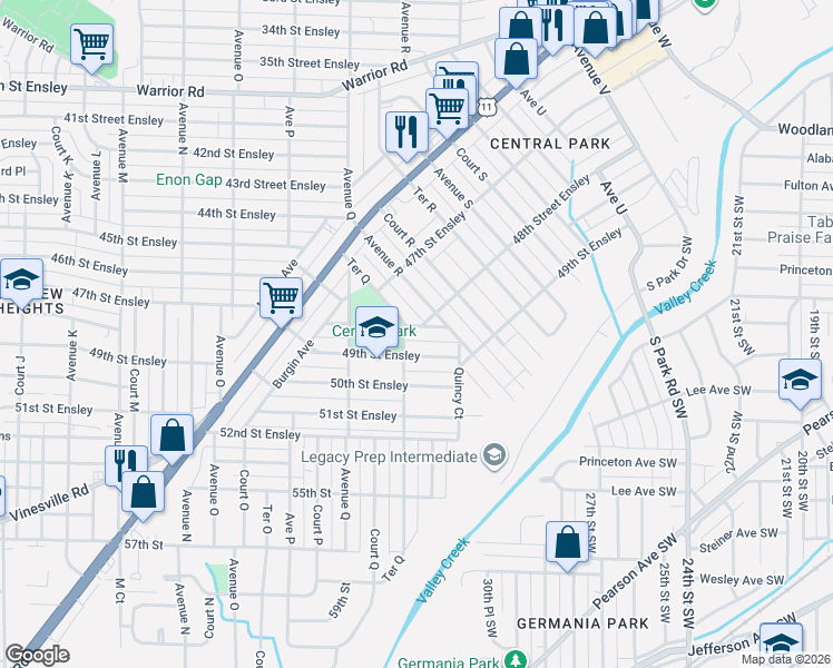 map of restaurants, bars, coffee shops, grocery stores, and more near 4744 Avenue R in Birmingham