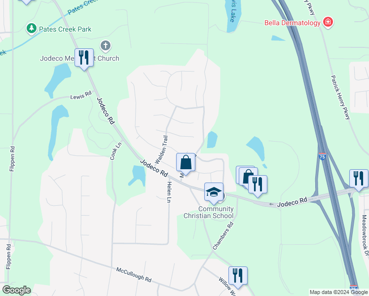 map of restaurants, bars, coffee shops, grocery stores, and more near 837 Ravins Way in Stockbridge