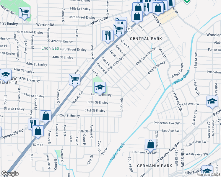map of restaurants, bars, coffee shops, grocery stores, and more near 4744 Avenue R in Birmingham