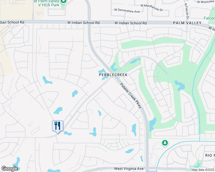 map of restaurants, bars, coffee shops, grocery stores, and more near 15875 West Clubhouse Drive in Goodyear