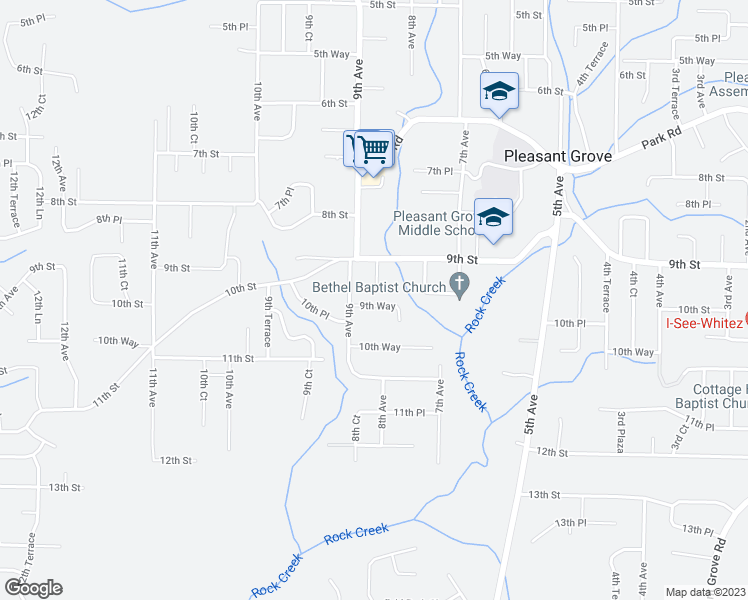 map of restaurants, bars, coffee shops, grocery stores, and more near 816 9th Way in Pleasant Grove