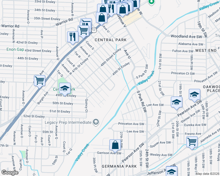 map of restaurants, bars, coffee shops, grocery stores, and more near 4917 Ter R in Birmingham