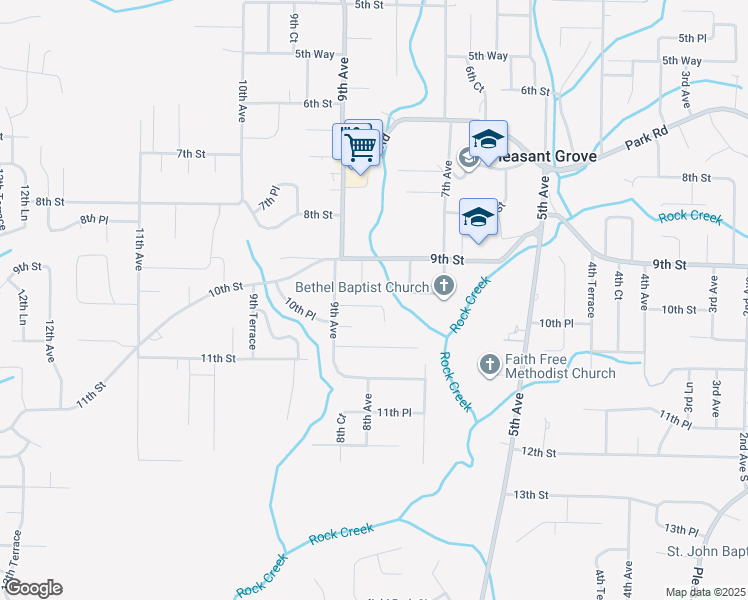 map of restaurants, bars, coffee shops, grocery stores, and more near 808 9th Way in Pleasant Grove