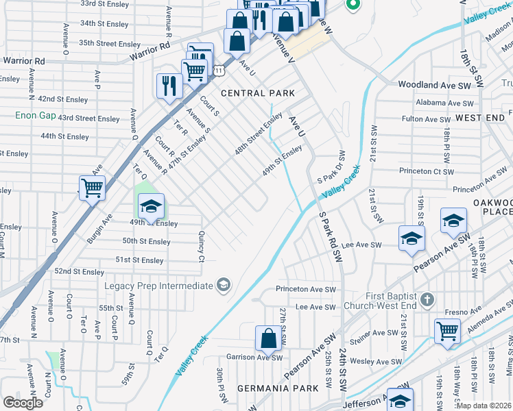 map of restaurants, bars, coffee shops, grocery stores, and more near 4917 Ter R in Birmingham