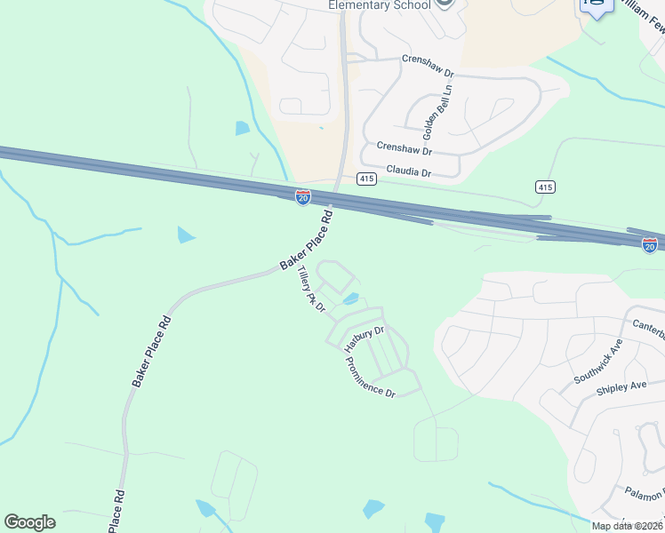 map of restaurants, bars, coffee shops, grocery stores, and more near 614 Baker Place Road in Grovetown