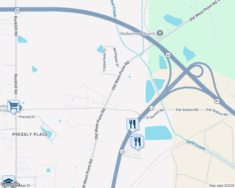 map of restaurants, bars, coffee shops, grocery stores, and more near 764-798 Old West Point Road in Starkville