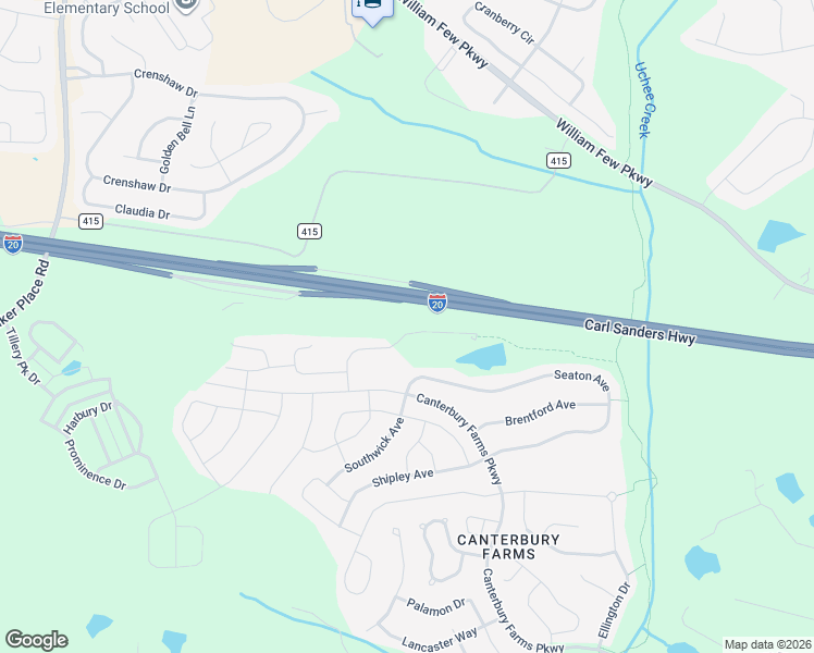 map of restaurants, bars, coffee shops, grocery stores, and more near 938 Linsmore Avenue in Grovetown