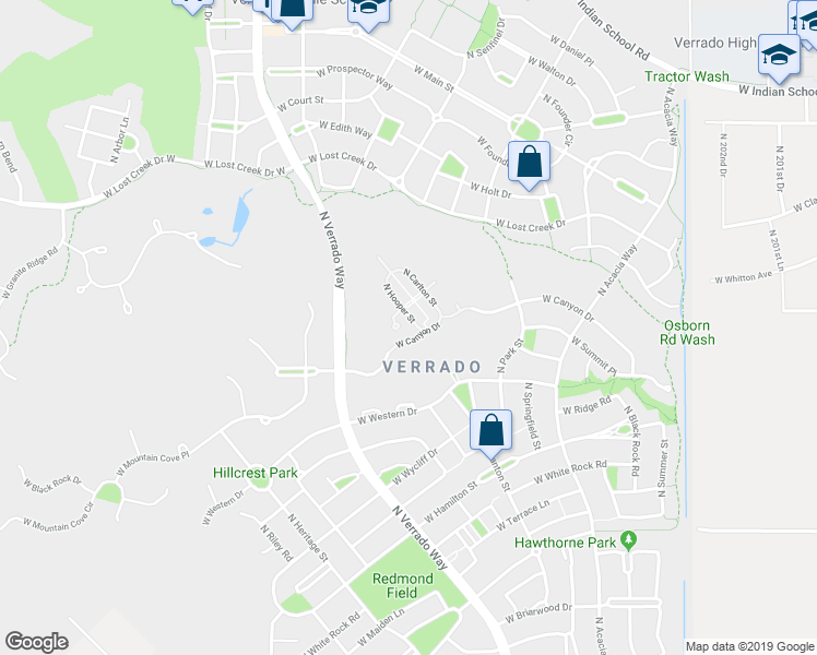 map of restaurants, bars, coffee shops, grocery stores, and more near 3474 North Hooper Street in Buckeye