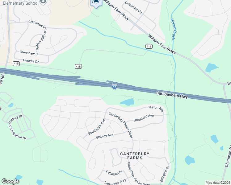 map of restaurants, bars, coffee shops, grocery stores, and more near 271 Seaton Avenue in Grovetown