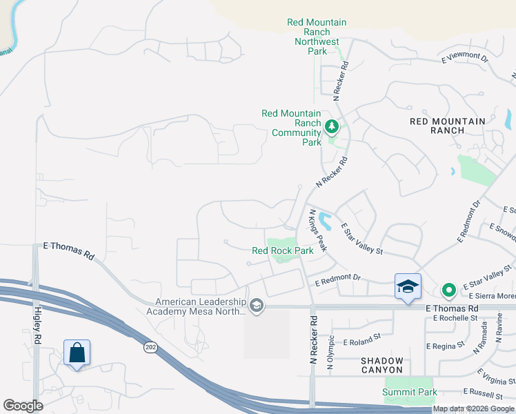 map of restaurants, bars, coffee shops, grocery stores, and more near 5600-5898 East Star Valley Street in Mesa