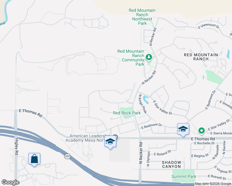 map of restaurants, bars, coffee shops, grocery stores, and more near 5600-5898 East Star Valley Street in Mesa