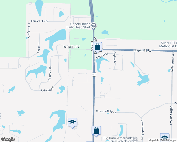 map of restaurants, bars, coffee shops, grocery stores, and more near 10 Ironwood Drive in Texarkana