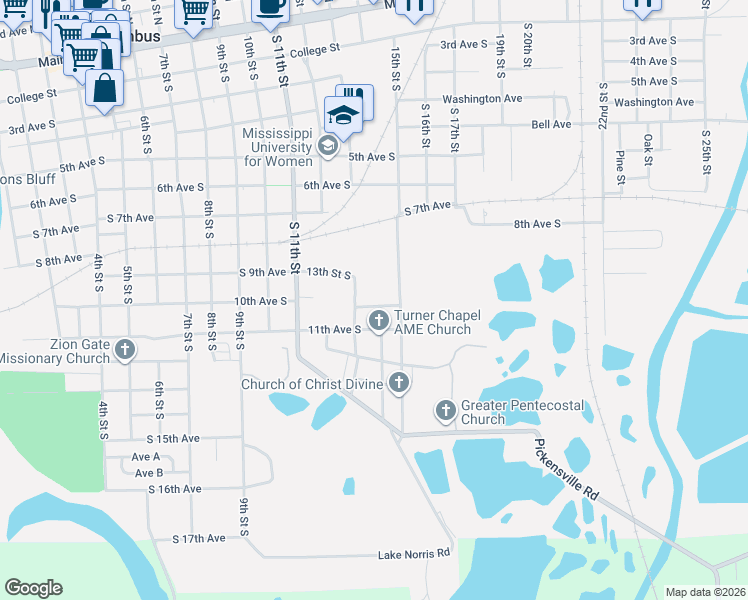 map of restaurants, bars, coffee shops, grocery stores, and more near 1401-1499 South 10th Avenue in Columbus