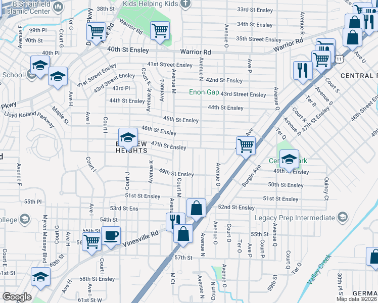 map of restaurants, bars, coffee shops, grocery stores, and more near 4712 Terrace M in Birmingham