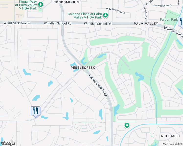 map of restaurants, bars, coffee shops, grocery stores, and more near 15875 West Clubhouse Drive in Goodyear