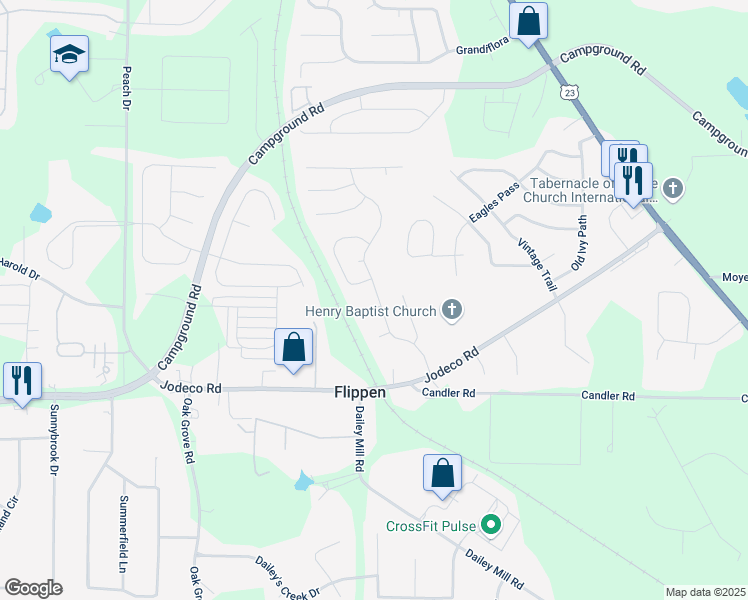 map of restaurants, bars, coffee shops, grocery stores, and more near 312 Gaelic Circle in McDonough