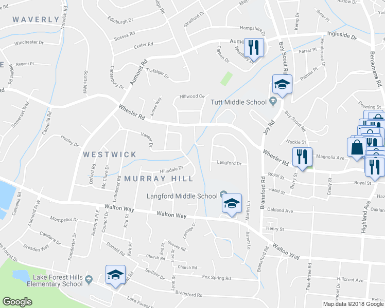 map of restaurants, bars, coffee shops, grocery stores, and more near 704 Oberlin Road in Augusta