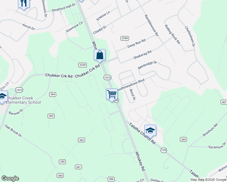 map of restaurants, bars, coffee shops, grocery stores, and more near 3322-3438 Whiskey Rd in Aiken