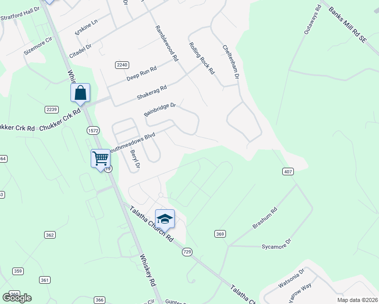 map of restaurants, bars, coffee shops, grocery stores, and more near 82 Emerald Ridge in Aiken