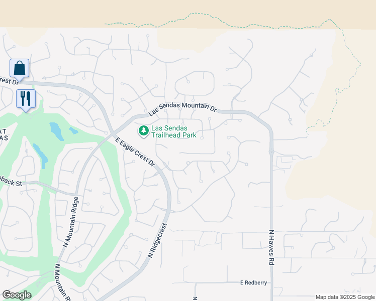map of restaurants, bars, coffee shops, grocery stores, and more near 8044 East Sienna Street in Mesa