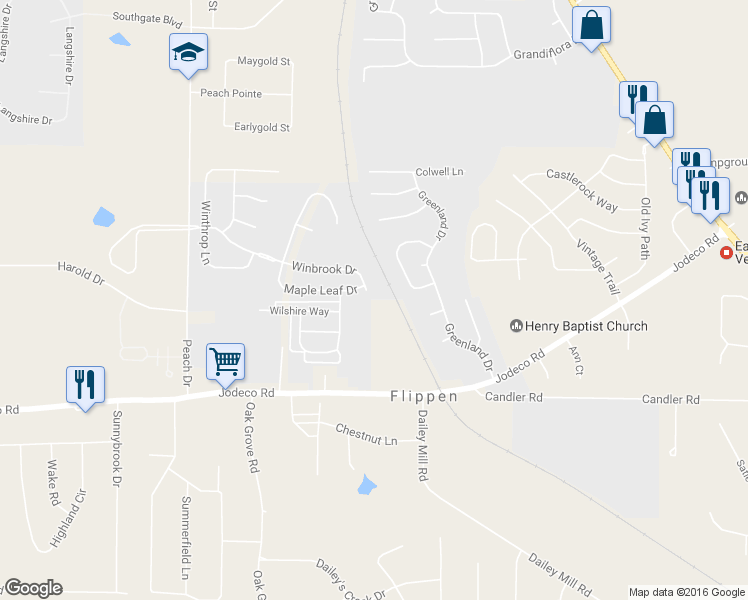 map of restaurants, bars, coffee shops, grocery stores, and more near 805 Winbrook Drive in McDonough
