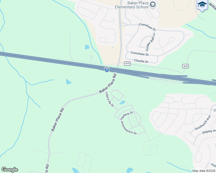 map of restaurants, bars, coffee shops, grocery stores, and more near 616 Baker Place Road in Grovetown