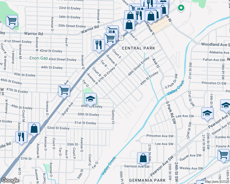 map of restaurants, bars, coffee shops, grocery stores, and more near 4820 Ct R in Birmingham