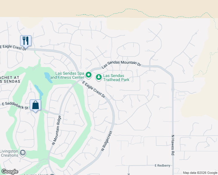 map of restaurants, bars, coffee shops, grocery stores, and more near 3864 North El Sereno in Mesa