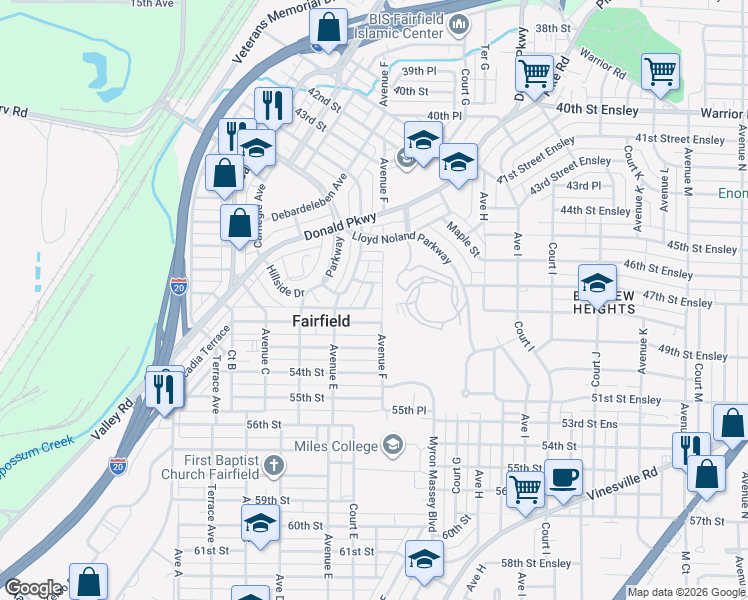 map of restaurants, bars, coffee shops, grocery stores, and more near 5131 Holly Court in Fairfield
