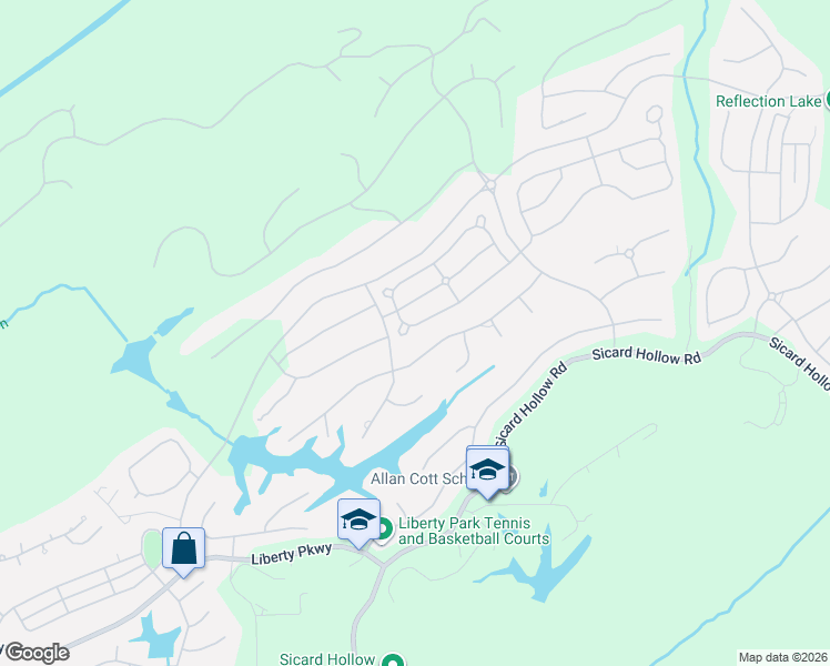 map of restaurants, bars, coffee shops, grocery stores, and more near 4959 Reynolds Lane in Vestavia Hills