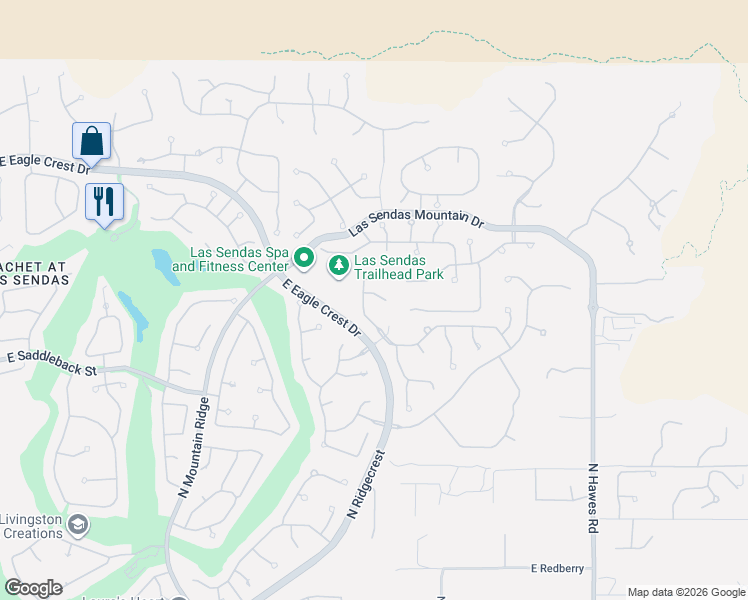 map of restaurants, bars, coffee shops, grocery stores, and more near 3864 North El Sereno in Mesa