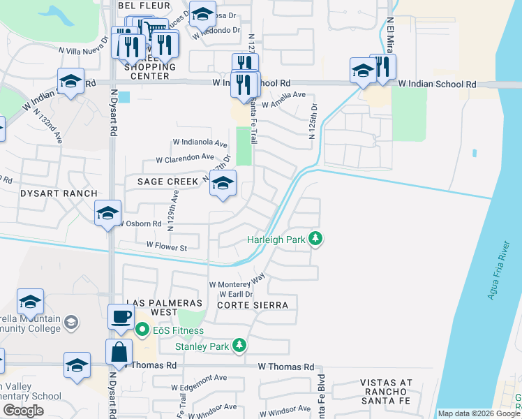 map of restaurants, bars, coffee shops, grocery stores, and more near 12698 West Mulberry Drive in Avondale