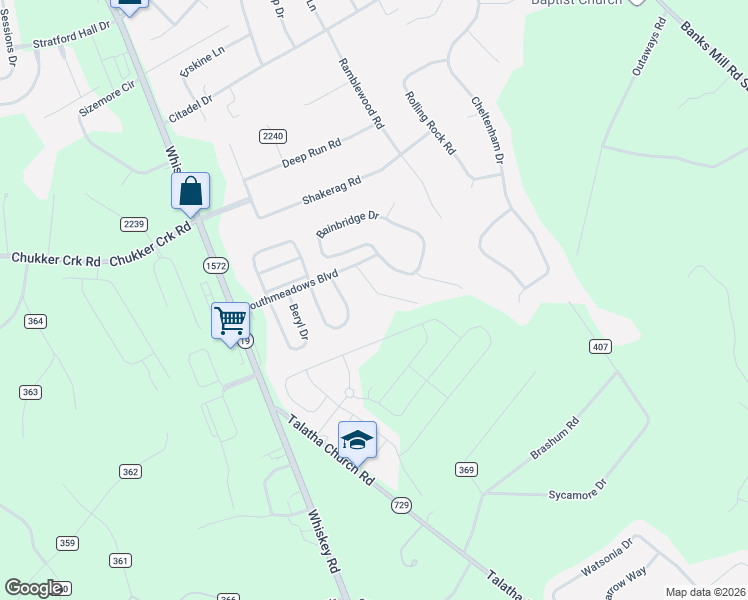 map of restaurants, bars, coffee shops, grocery stores, and more near 35 Emerald Ridge in Aiken