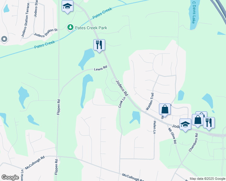 map of restaurants, bars, coffee shops, grocery stores, and more near 124 Dalston Cove in Stockbridge