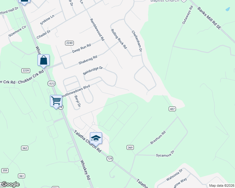 map of restaurants, bars, coffee shops, grocery stores, and more near 105 Emerald Ridge in Aiken