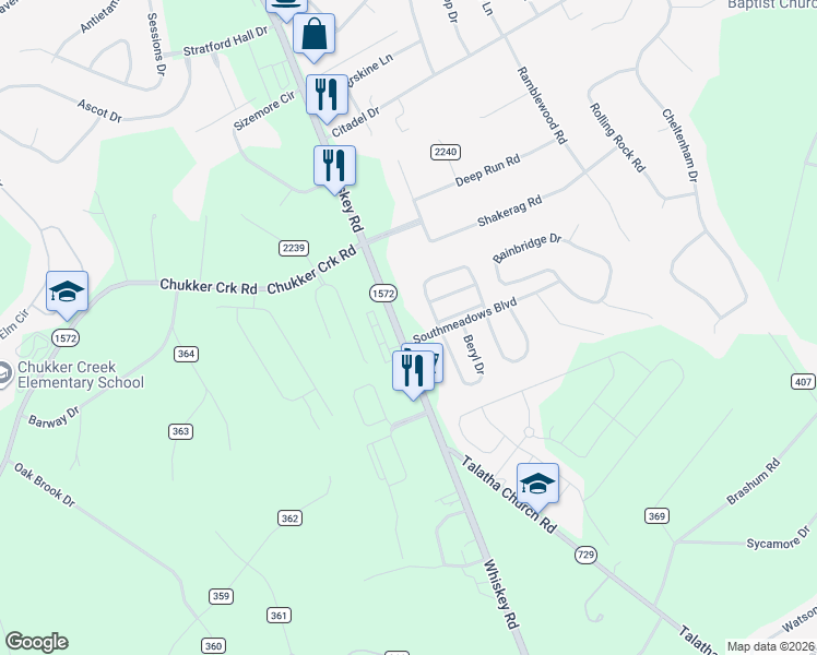 map of restaurants, bars, coffee shops, grocery stores, and more near 3320 Whiskey Road in Aiken