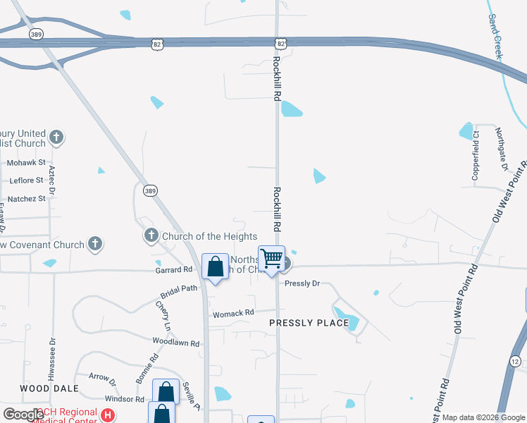 map of restaurants, bars, coffee shops, grocery stores, and more near 1457 Rockhill Road in Starkville