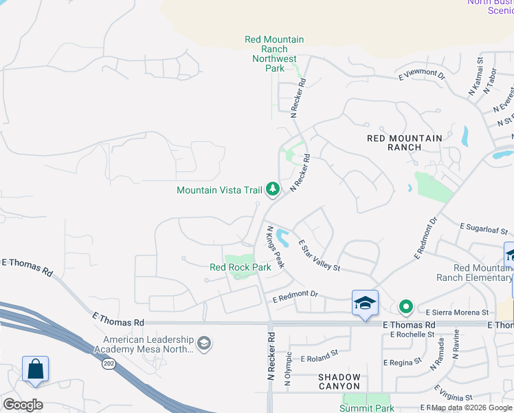 map of restaurants, bars, coffee shops, grocery stores, and more near 5901-5947 E Trailridge St in Mesa