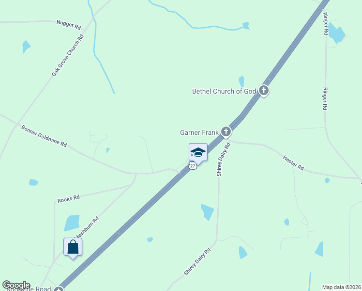 map of restaurants, bars, coffee shops, grocery stores, and more near 7 Bonner Goldmine Road in Roopville