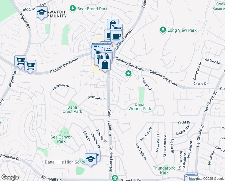 map of restaurants, bars, coffee shops, grocery stores, and more near 32701 Pointe Sutton in Dana Point