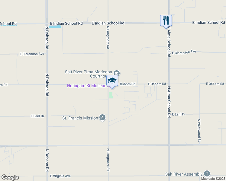 map of restaurants, bars, coffee shops, grocery stores, and more near 10061 East Osborn Road in Scottsdale