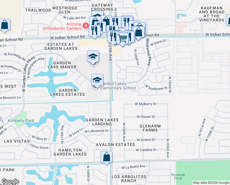 map of restaurants, bars, coffee shops, grocery stores, and more near in Avondale