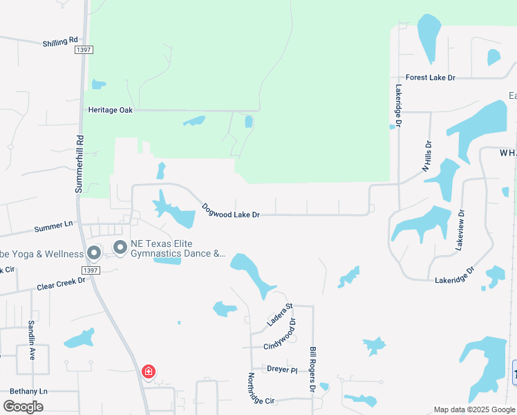 map of restaurants, bars, coffee shops, grocery stores, and more near 33 Dogwood Lake Drive in Texarkana