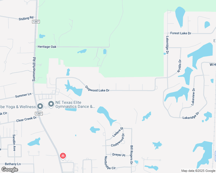 map of restaurants, bars, coffee shops, grocery stores, and more near 33 Dogwood Lake Drive in Texarkana