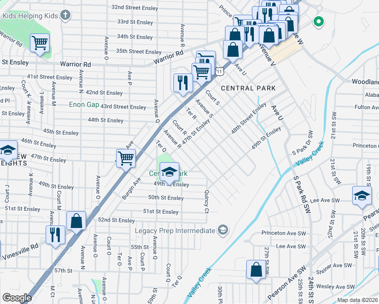 map of restaurants, bars, coffee shops, grocery stores, and more near 4712 Court R in Birmingham