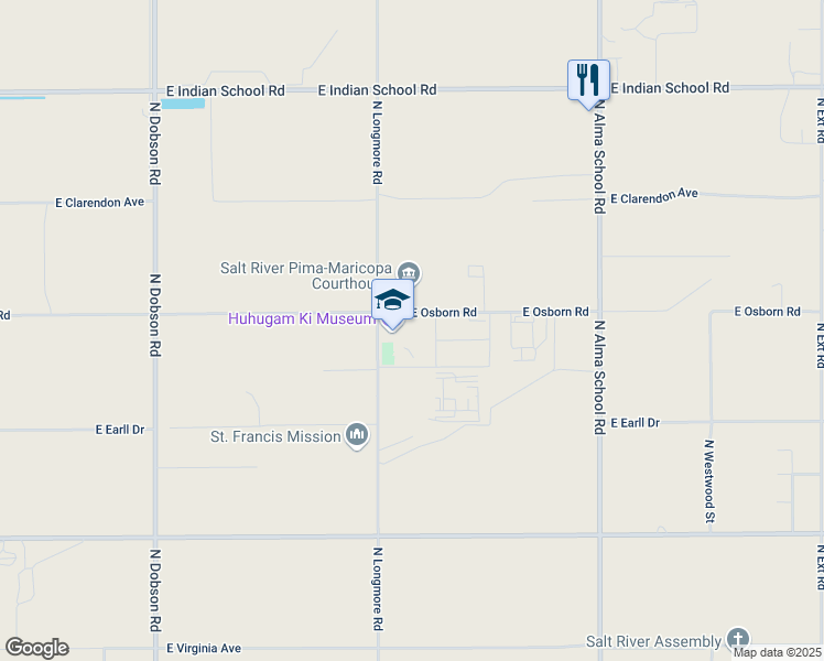 map of restaurants, bars, coffee shops, grocery stores, and more near 10061 East Osborn Road in Scottsdale