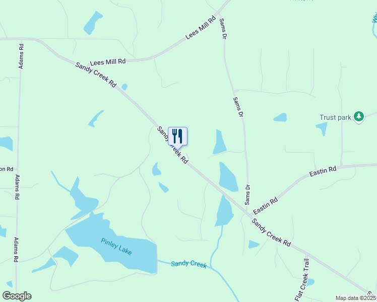 map of restaurants, bars, coffee shops, grocery stores, and more near 813 Sandy Creek Road in Fayetteville