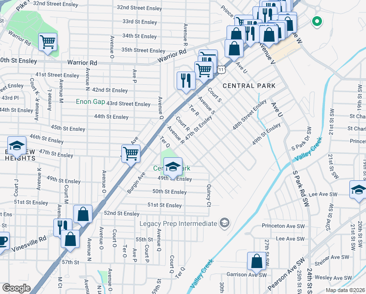 map of restaurants, bars, coffee shops, grocery stores, and more near 4640 Avenue R in Birmingham