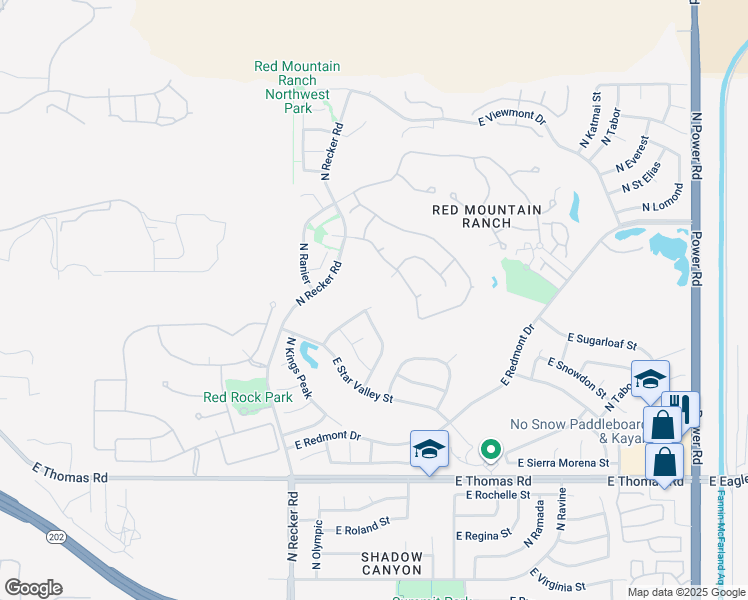 map of restaurants, bars, coffee shops, grocery stores, and more near 4020 North San Gabriel Circle in Mesa